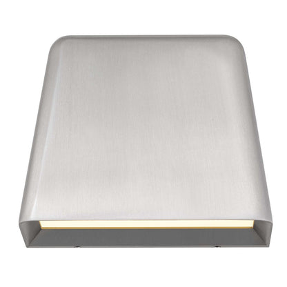 Alteck Bull 5.5in 1-Light LED Outdoor Wall Sconce | Contemporary Brushed Aluminum and Sand Blast Glass | Entryway & Hallway | Model AW0031-3CCT-W-BA
