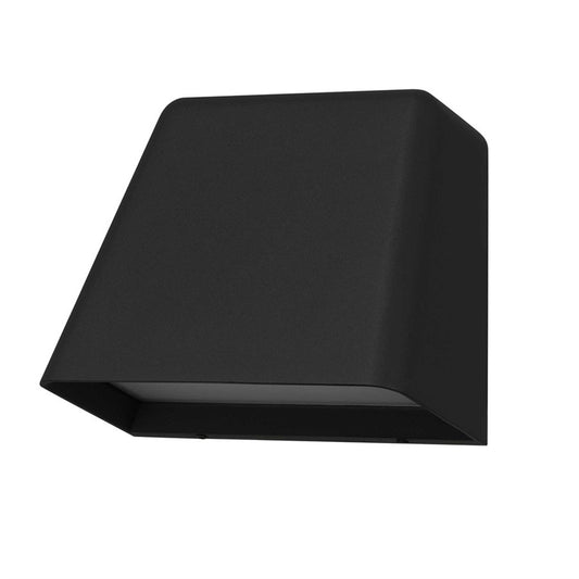 Alteck Bull 5.5in LED Outdoor Wall Sconce | Contemporary Sand Black and Sand Blast Glass | Entryway & Hallway | Model AW0031-3CCT-W-BK