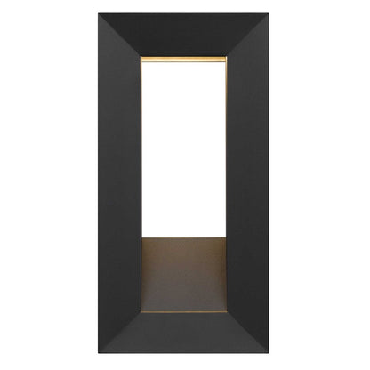 Alteck Paletto 16in 1-Light Outdoor Wall Sconce | Contemporary Sand Black and Sand Blast Glass | Entryway & Patio | 8 x 16 in | Model AW0033-3CCT-W-BK