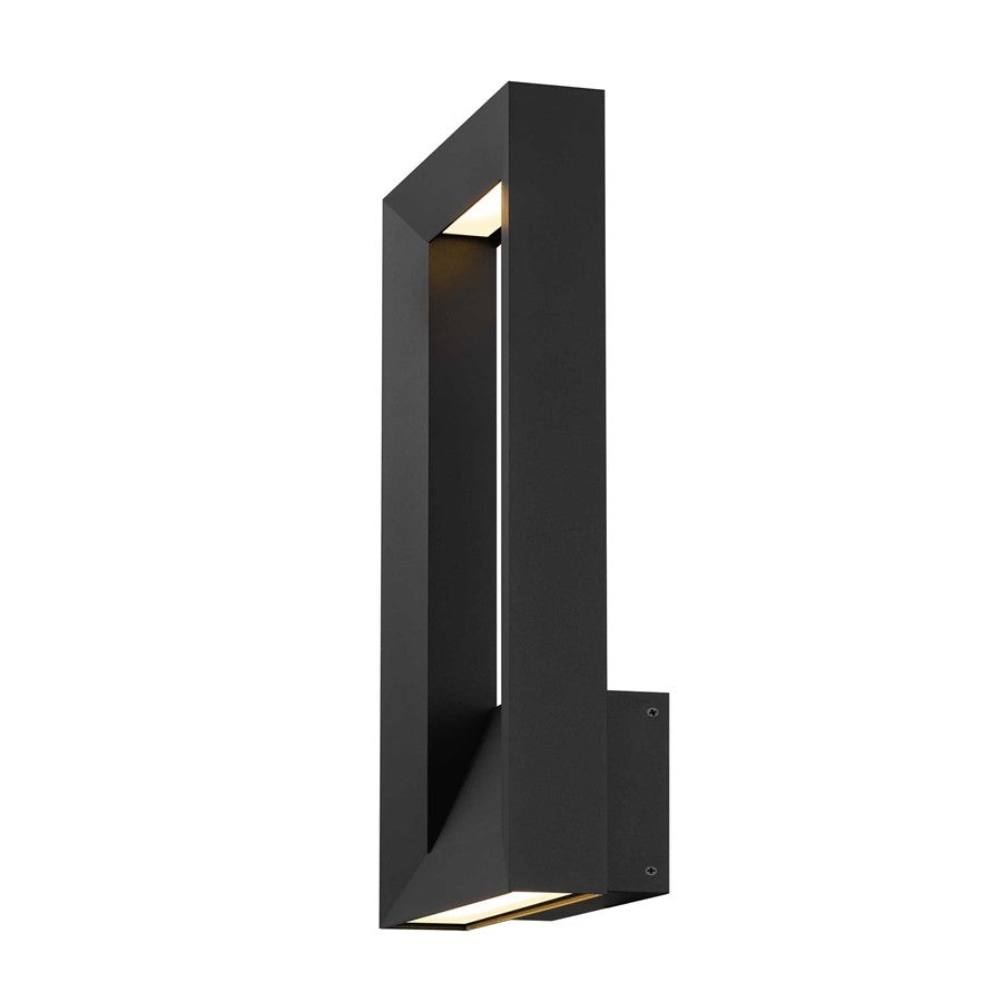 Alteck Paletto 22in 1-Light Outdoor Wall Sconce | Contemporary Sand Black Aluminum and Sand Blast Glass | Entryway & Patio | Model AW0034-3CCT-W-BK