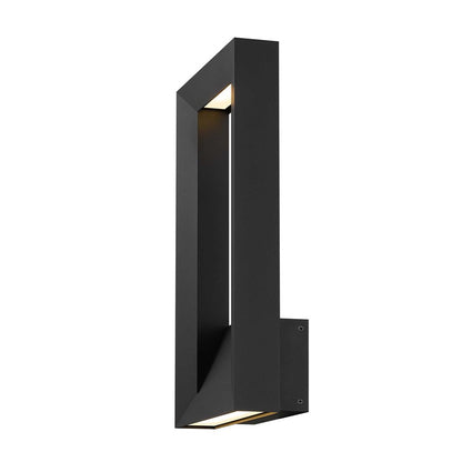 Alteck Paletto 22in 1-Light Outdoor Wall Sconce | Contemporary Sand Black Aluminum and Sand Blast Glass | Entryway & Patio | Model AW0034-3CCT-W-BK
