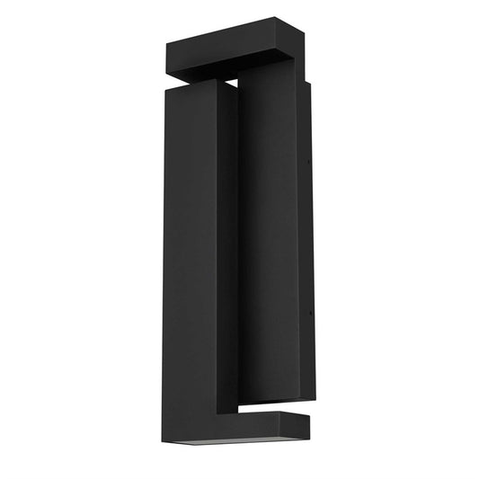 Alteck Dance 18in LED Outdoor Sconce | Contemporary Sand Black and Silk Screen Glass | Entryway & Patio | 6 x 18 x 3 in | Model AW0037-3CCT-W-BK