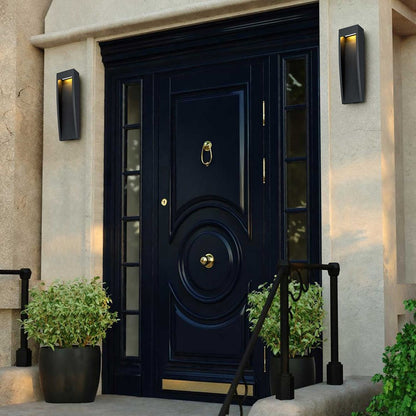 Alteck Taper 16in 1-Light Outdoor Sconce | Contemporary Sand Black 304 Stainless Steel and Sand Blast Glass | Entryway | Model AW0039-3CCT-W-BK