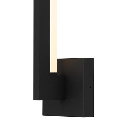 Alteck Lana 18in 1-Light LED Outdoor Wall Sconce | Contemporary Sand Black Aluminum and Frosted Acrylic | Entryway & Patio | Model AW0040-3CCT-W-BK