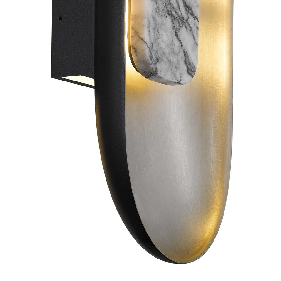 Alteck Marilyn 20in 1-Light Outdoor Wall Sconce | Art Deco Sand Black Aluminum and Sand Blast Acrylic | Entryway & Patio | Model AW0042-3CCT-W-BK-BA