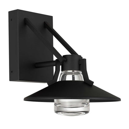 Alteck Radiant 9in 1-Light Outdoor Wall Sconce | Contemporary Sand Black and Clear Glass | Covered Patio & Entryway | Model AW0043-3CCT-W-BK