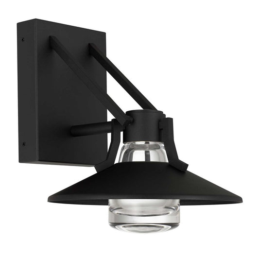Alteck Radiant 9in 1-Light Outdoor Wall Sconce | Contemporary Sand Black and Clear Glass | Covered Patio & Entryway | Model AW0043-3CCT-W-BK