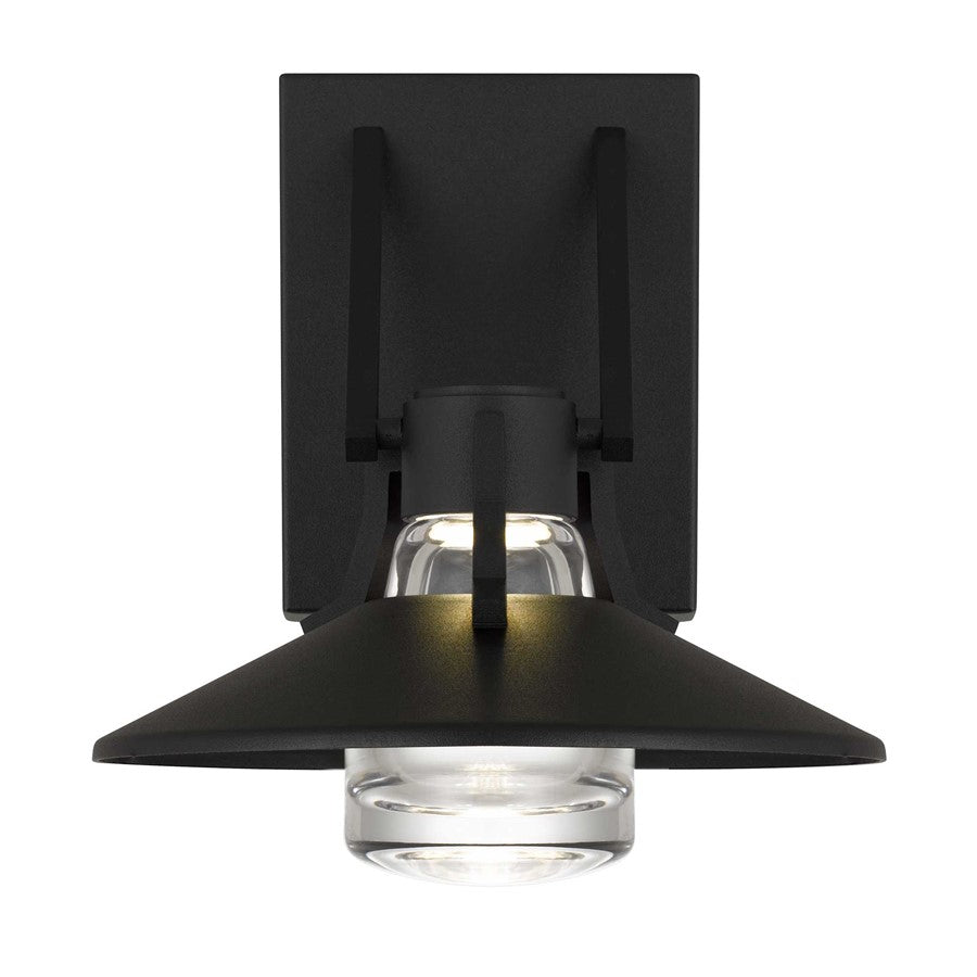 Alteck Radiant 9in 1-Light Outdoor Wall Sconce | Contemporary Sand Black and Clear Glass | Covered Patio & Entryway | Model AW0043-3CCT-W-BK