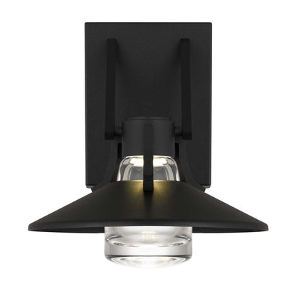 Alteck Radiant 9in 1-Light Outdoor Wall Sconce | Contemporary Sand Black and Clear Glass | Covered Patio & Entryway | Model AW0043-3CCT-W-BK