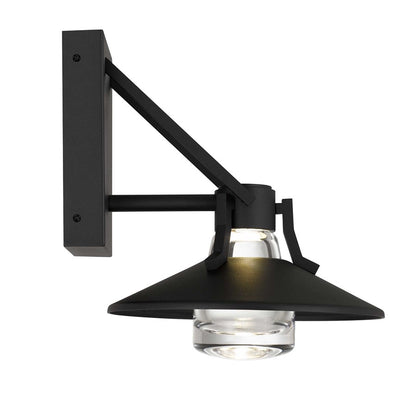 Alteck Radiant 9" LED Outdoor Sconce, Black/Clear, Sand Black