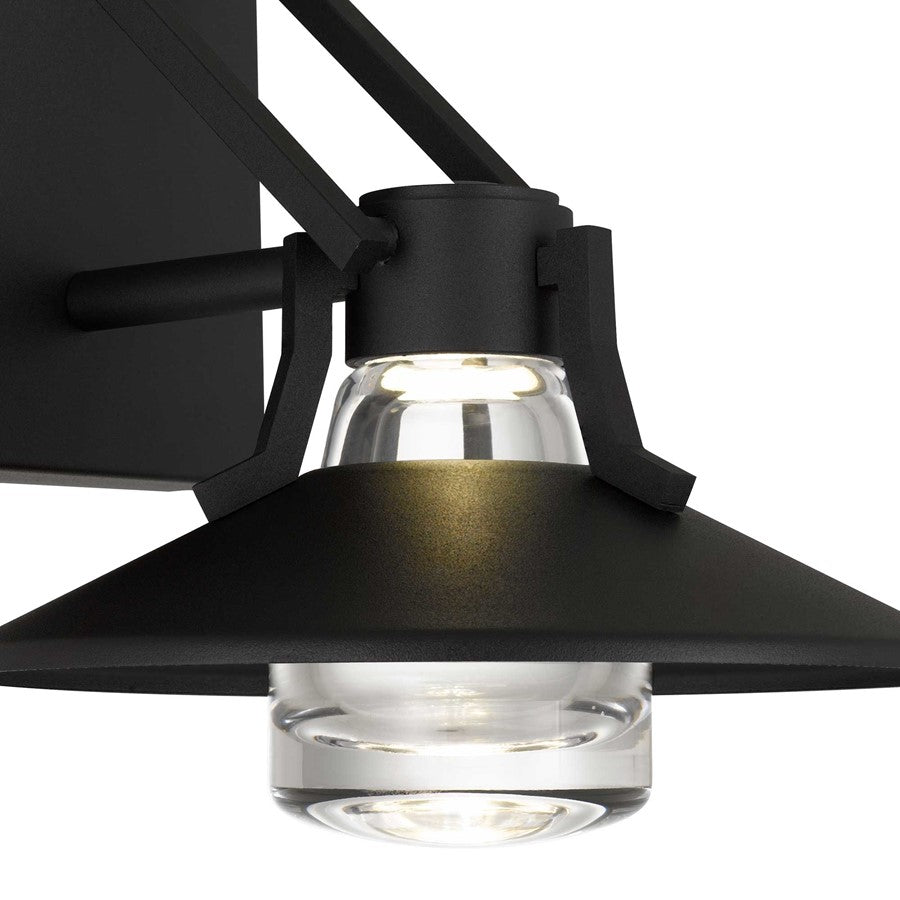 Alteck Radiant 9" LED Outdoor Sconce, Black/Clear, Sand Black