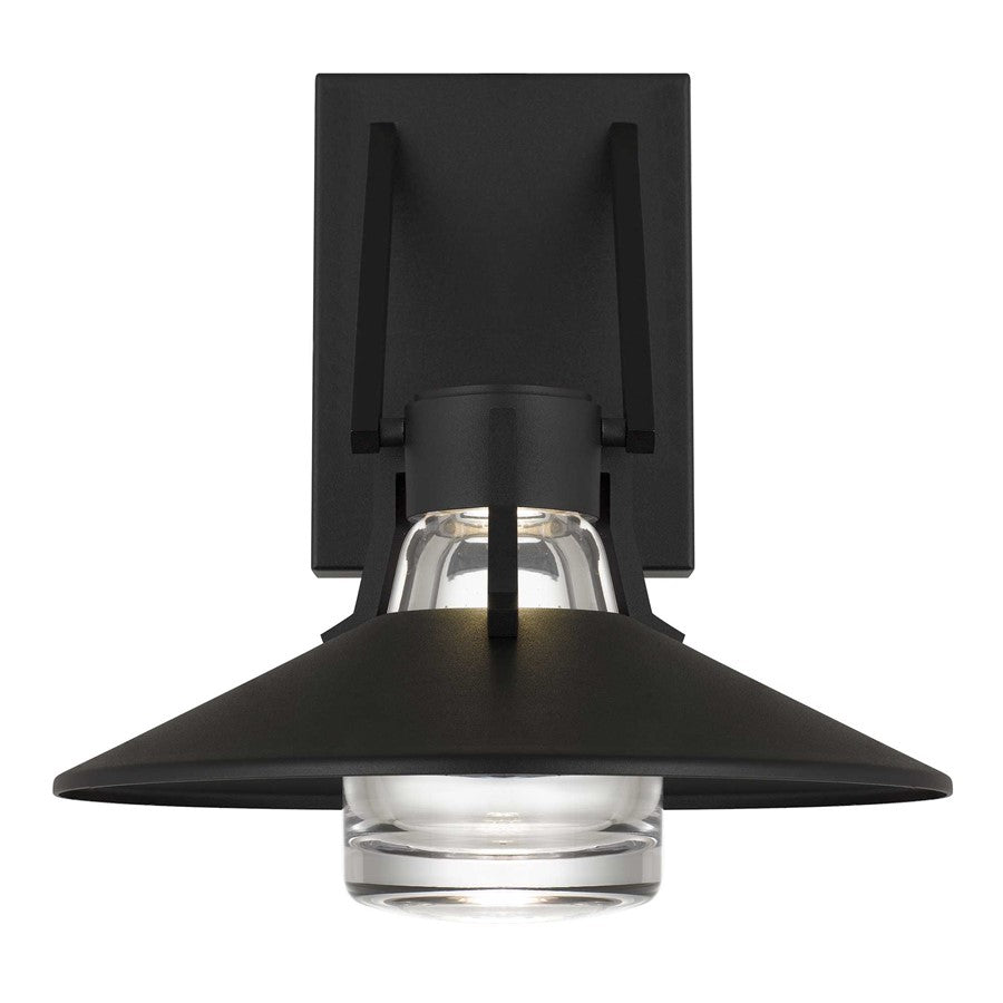 Alteck Radiant 10in LED Outdoor Wall Sconce | Contemporary Sand Black Aluminum and Clear Glass | Porch & Entryway | Model AW0044-3CCT-W-BK