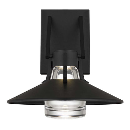 Alteck Radiant 10in LED Outdoor Wall Sconce | Contemporary Sand Black Aluminum and Clear Glass | Porch & Entryway | Model AW0044-3CCT-W-BK