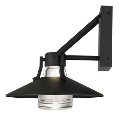Alteck Radiant 10in LED Outdoor Wall Sconce | Contemporary Sand Black Aluminum and Clear Glass | Porch & Entryway | Model AW0044-3CCT-W-BK