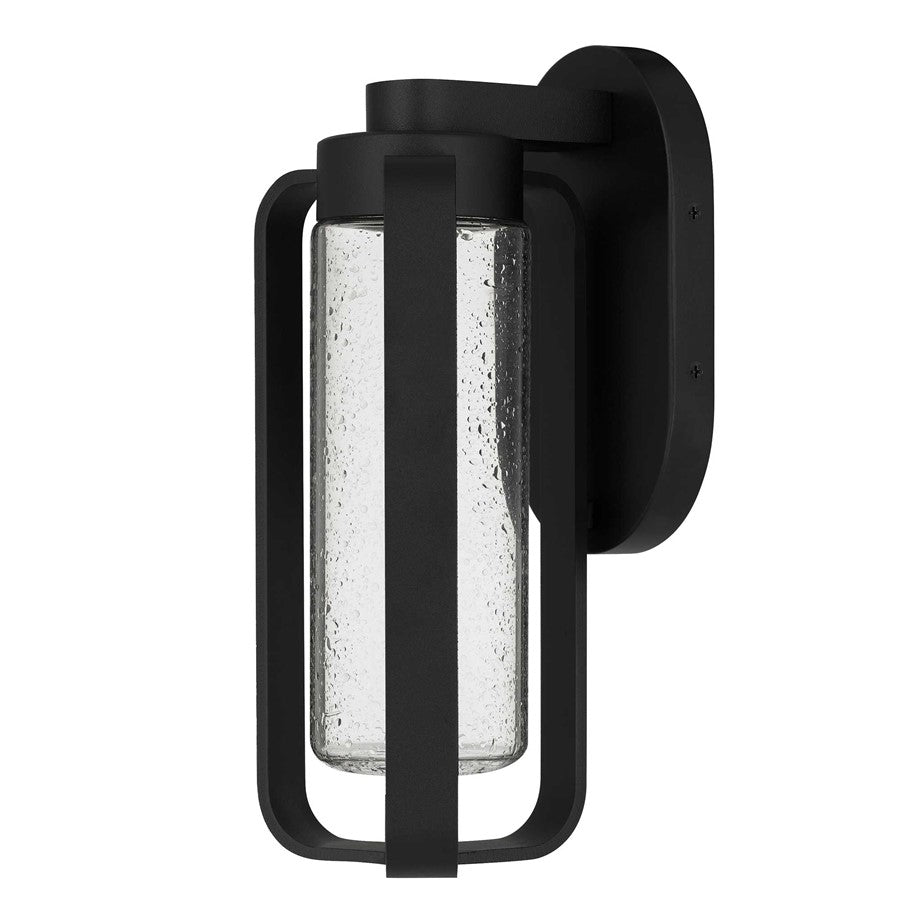 Alteck Clover 12" LED Outdoor Sconce, Black/Clear, Sand Black - AW0047-3CCT-W-BK