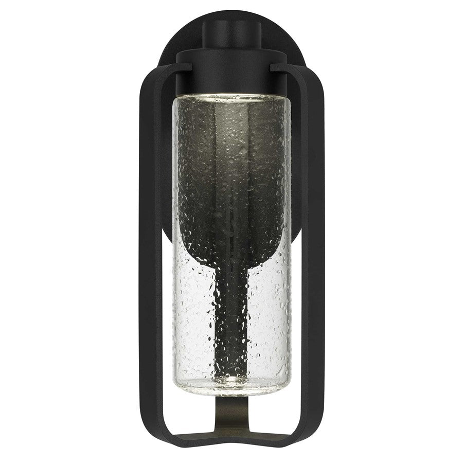 Alteck Clover 12in 1-Light LED Outdoor Sconce | Contemporary Sand Black and Clear Seedy Glass | Entryway & Covered Patio | Model AW0047-3CCT-W-BK