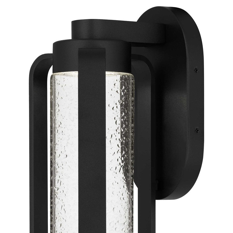 Alteck Clover 12in 1-Light LED Outdoor Sconce | Contemporary Sand Black and Clear Seedy Glass | Entryway & Covered Patio | Model AW0047-3CCT-W-BK