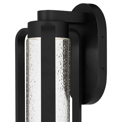 Alteck Clover 12in 1-Light LED Outdoor Sconce | Contemporary Sand Black and Clear Seedy Glass | Entryway & Covered Patio | Model AW0047-3CCT-W-BK
