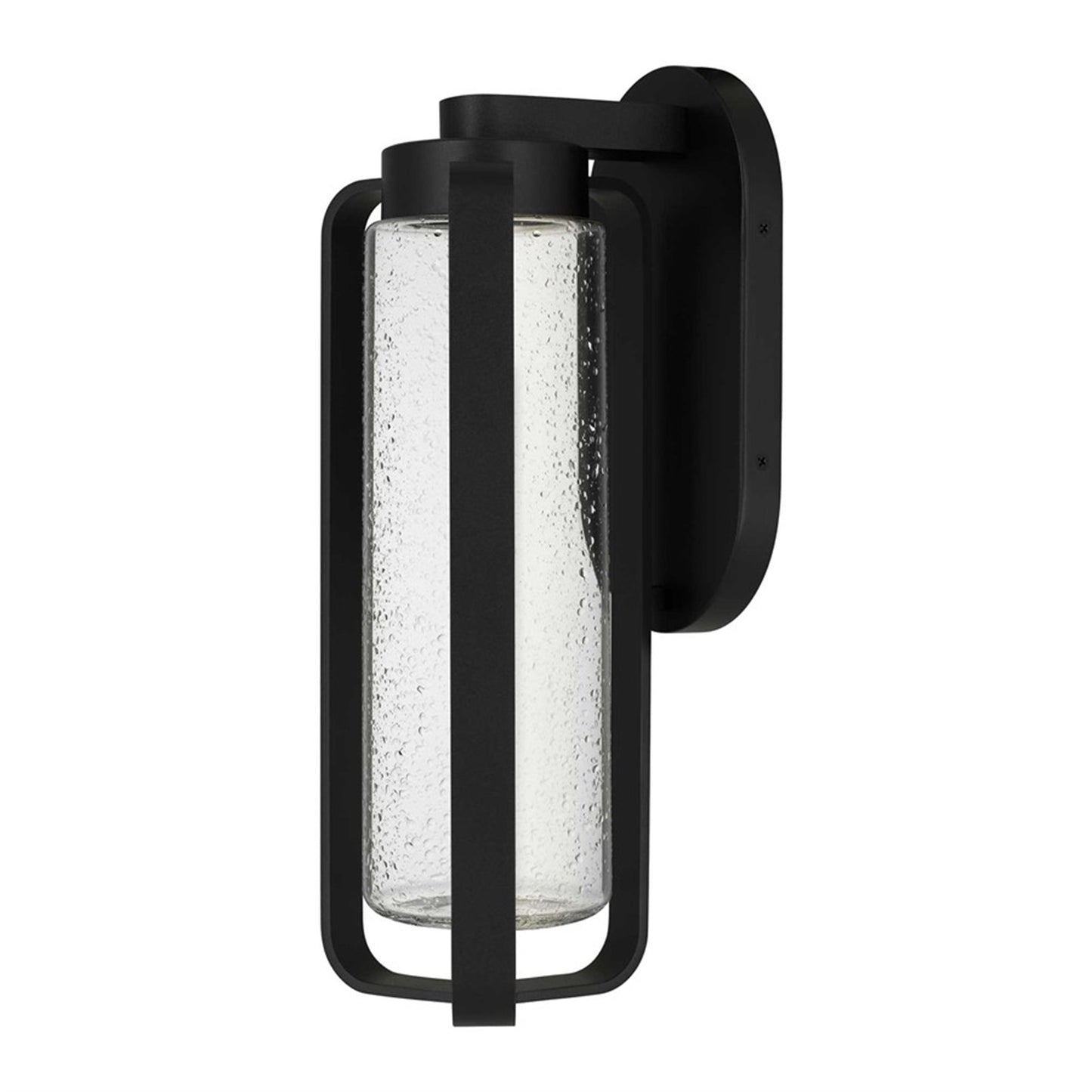 Alteck Clover 15.5in 1-Light LED Outdoor Wall Sconce | Contemporary Sand Black and Clear Seeded Glass | Entryway & Covered | Model AW0048-3CCT-W-BK