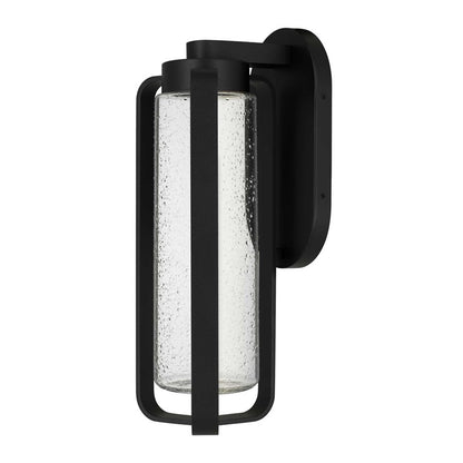 Alteck Clover 15.5in 1-Light LED Outdoor Wall Sconce | Contemporary Sand Black and Clear Seeded Glass | Entryway & Covered | Model AW0048-3CCT-W-BK