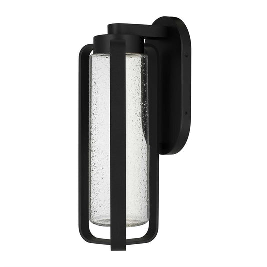 Alteck Clover 15.5in 1-Light LED Outdoor Wall Sconce | Contemporary Sand Black and Clear Seeded Glass | Entryway & Covered | Model AW0048-3CCT-W-BK