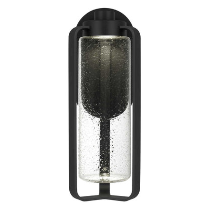 Alteck Clover 15.5in 1-Light LED Outdoor Wall Sconce | Contemporary Sand Black and Clear Seeded Glass | Entryway & Covered | Model AW0048-3CCT-W-BK