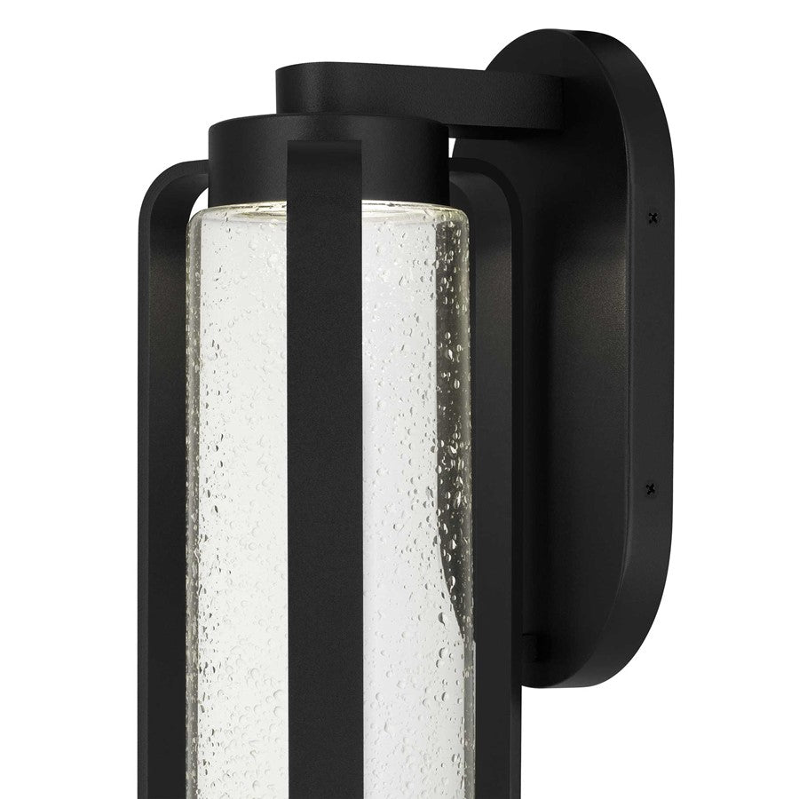 Alteck Clover 15.5in 1-Light LED Outdoor Wall Sconce | Contemporary Sand Black and Clear Seeded Glass | Entryway & Covered | Model AW0048-3CCT-W-BK