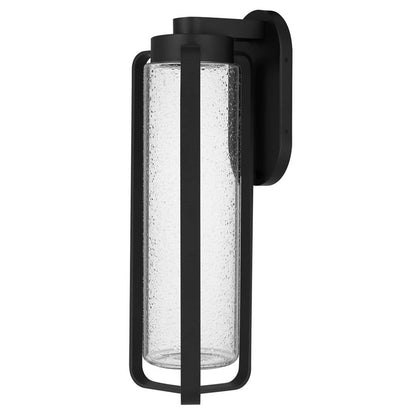 Alteck Clover 20in 1-Light Outdoor Sconce | Contemporary Sand Black and Clear Seeded Glass | Covered Patio & Entryway | Model AW0049-3CCT-W-BK