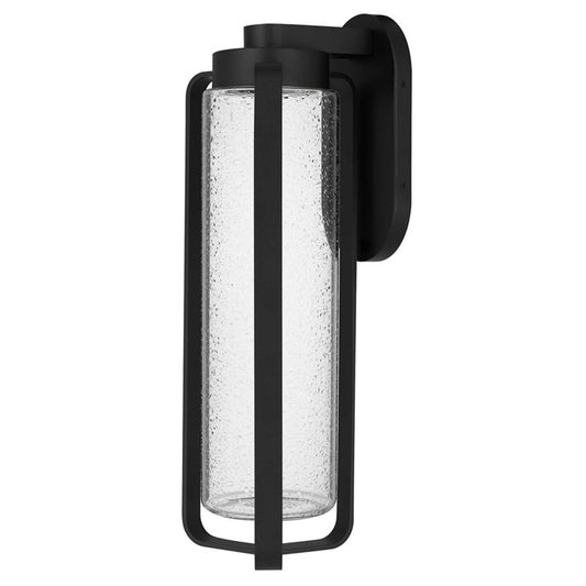 Alteck Clover 20in 1-Light Outdoor Sconce | Contemporary Sand Black and Clear Seeded Glass | Covered Patio & Entryway | Model AW0049-3CCT-W-BK