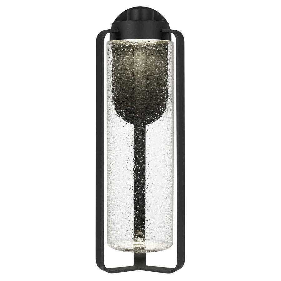 Alteck Clover 20in 1-Light Outdoor Sconce | Contemporary Sand Black and Clear Seeded Glass | Covered Patio & Entryway | Model AW0049-3CCT-W-BK