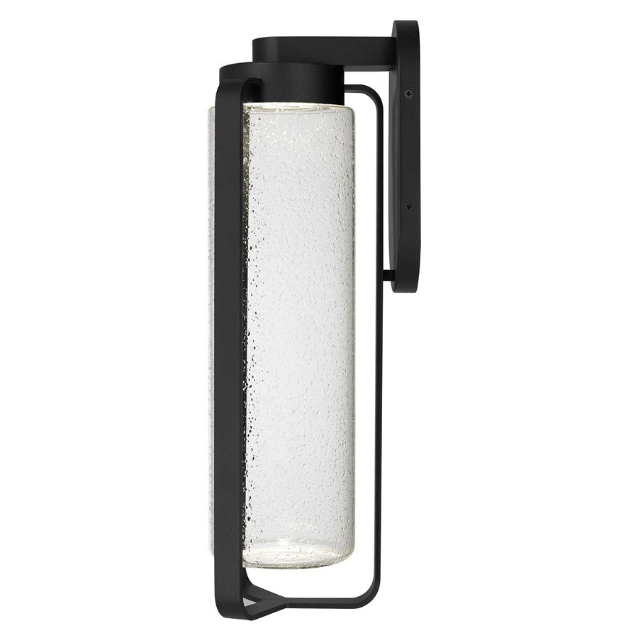 Alteck Clover 20in 1-Light Outdoor Sconce | Contemporary Sand Black and Clear Seeded Glass | Covered Patio & Entryway | Model AW0049-3CCT-W-BK