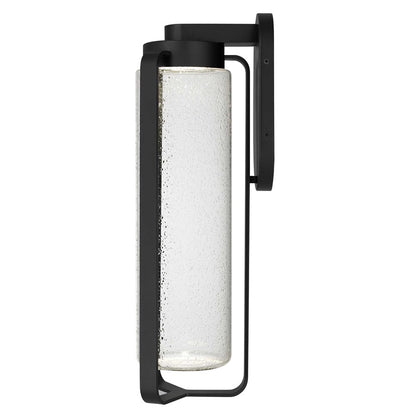 Alteck Clover 20in 1-Light Outdoor Sconce | Contemporary Sand Black and Clear Seeded Glass | Covered Patio & Entryway | Model AW0049-3CCT-W-BK