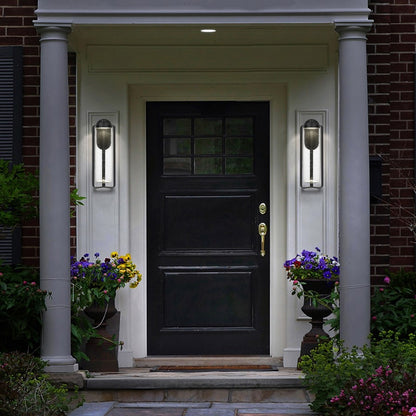 Alteck Clover 20in 1-Light Outdoor Sconce | Contemporary Sand Black and Clear Seeded Glass | Covered Patio & Entryway | Model AW0049-3CCT-W-BK
