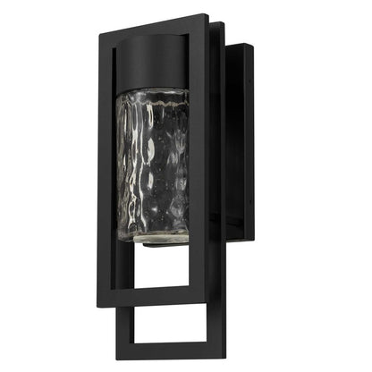 Alteck 2 Step 15in LED Outdoor Sconce | Contemporary Sand Black and Clear Hammered Glass | Entryway & Patio | 5.75 x 15 in | Model AW0050-3CCT-W-BK