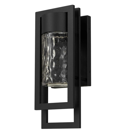 Alteck 2 Step 15in LED Outdoor Sconce | Contemporary Sand Black and Clear Hammered Glass | Entryway & Patio | 5.75 x 15 in | Model AW0050-3CCT-W-BK
