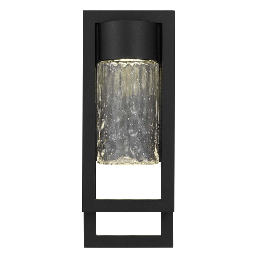 Alteck 2 Step 15in LED Outdoor Sconce | Contemporary Sand Black and Clear Hammered Glass | Entryway & Patio | 5.75 x 15 in | Model AW0050-3CCT-W-BK
