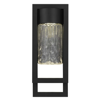Alteck 2 Step 15in LED Outdoor Sconce | Contemporary Sand Black and Clear Hammered Glass | Entryway & Patio | 5.75 x 15 in | Model AW0050-3CCT-W-BK