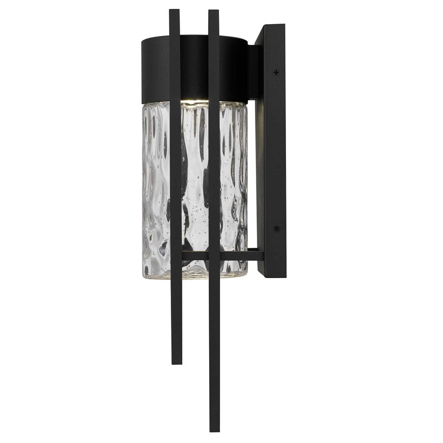 Alteck 2 Step 15in LED Outdoor Sconce | Contemporary Sand Black and Clear Hammered Glass | Entryway & Patio | 5.75 x 15 in | Model AW0050-3CCT-W-BK
