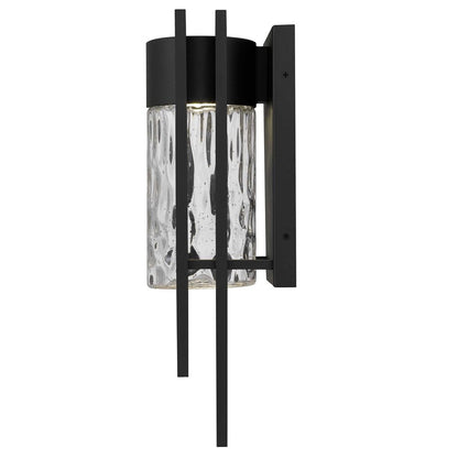 Alteck 2 Step 15in LED Outdoor Sconce | Contemporary Sand Black and Clear Hammered Glass | Entryway & Patio | 5.75 x 15 in | Model AW0050-3CCT-W-BK