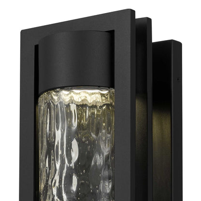 Alteck 2 Step 15" LED Outdoor Sconce, Black/Clear, Sand Black
