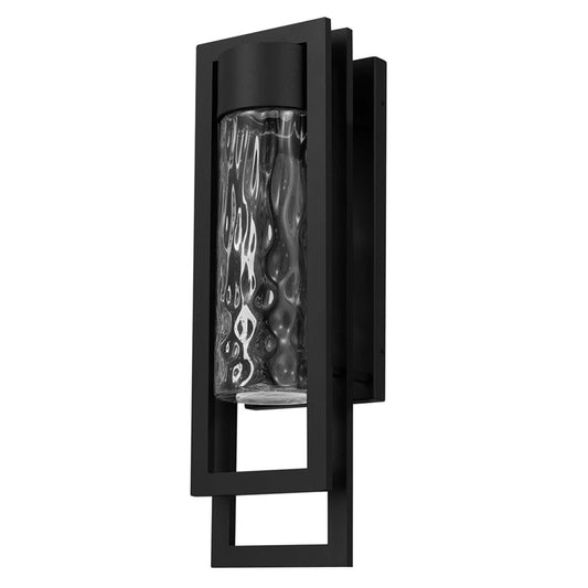 Alteck 2 Step 19in 1-Light Outdoor Sconce | Contemporary Sand Black and Clear Hammered Glass | Entryway & Patio | Model AW0051-3CCT-W-BK