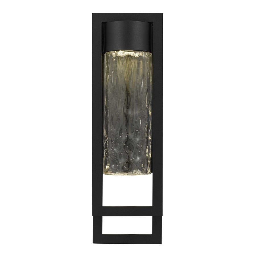 Alteck 2 Step 19in 1-Light Outdoor Sconce | Contemporary Sand Black and Clear Hammered Glass | Entryway & Patio | Model AW0051-3CCT-W-BK