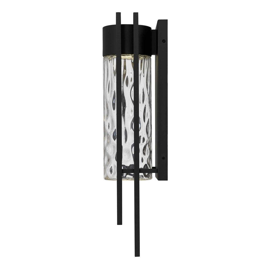 Alteck 2 Step 19in 1-Light Outdoor Sconce | Contemporary Sand Black and Clear Hammered Glass | Entryway & Patio | Model AW0051-3CCT-W-BK