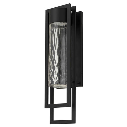 Alteck 2 Step 25in 1-Light Outdoor Sconce | Contemporary Sand Black and Clear Hammered Glass | Entryway & Patio | Model AW0052-3CCT-W-BK