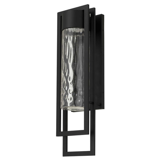 Alteck 2 Step 25in 1-Light Outdoor Sconce | Contemporary Sand Black and Clear Hammered Glass | Entryway & Patio | Model AW0052-3CCT-W-BK
