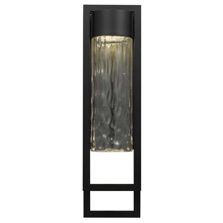 Alteck 2 Step 25in 1-Light Outdoor Sconce | Contemporary Sand Black and Clear Hammered Glass | Entryway & Patio | Model AW0052-3CCT-W-BK