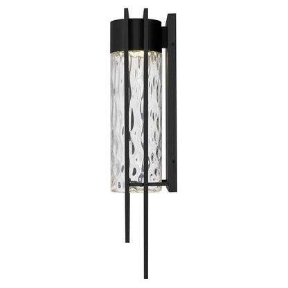 Alteck 2 Step 25in 1-Light Outdoor Sconce | Contemporary Sand Black and Clear Hammered Glass | Entryway & Patio | Model AW0052-3CCT-W-BK