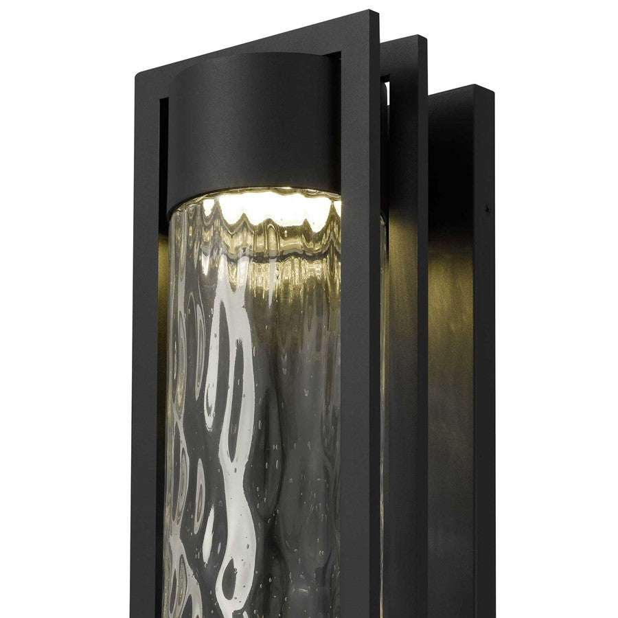 Alteck 2 Step 25in 1-Light Outdoor Sconce | Contemporary Sand Black and Clear Hammered Glass | Entryway & Patio | Model AW0052-3CCT-W-BK