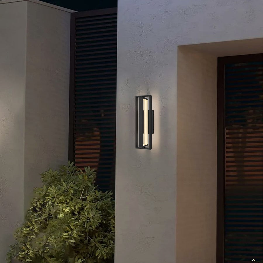 Alteck In/Out 18in 1-Light Outdoor Sconce | Contemporary Sand Black and Frosted Acrylic | Covered Patio & Entryway | Model AW0053-30-W-BK