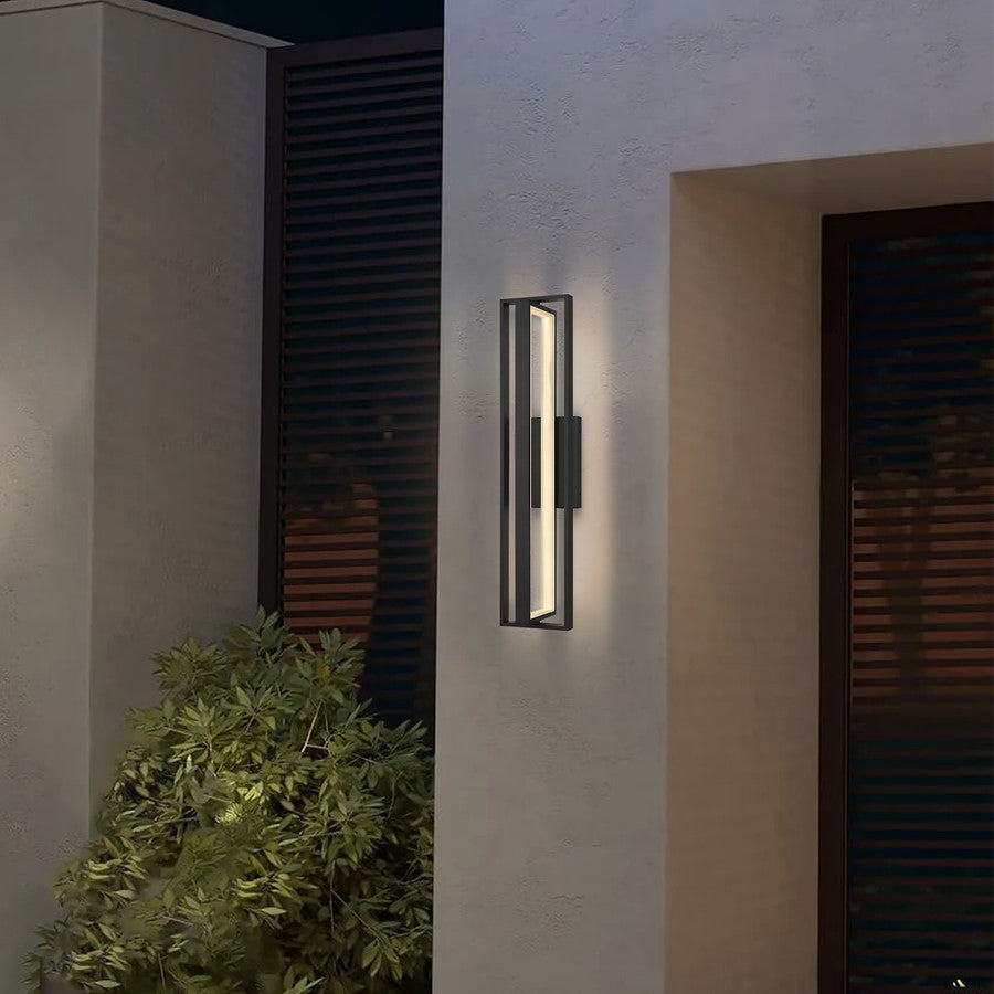 Alteck In/Out 32.5in LED Outdoor Wall Sconce | Contemporary Sand Black Aluminum and Frosted Acrylic | Patio & Corridor | Model AW0055-30-W-BK